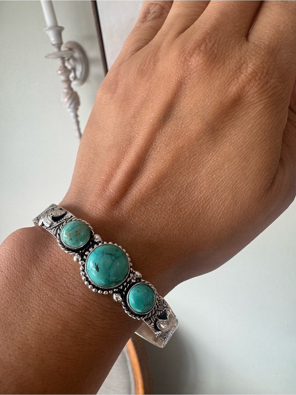 🤩GENUINE TRIPLE STONE KING-MAN TURQUOISE CUFF